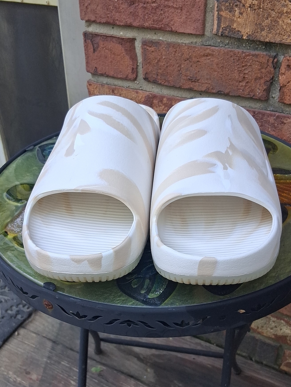 Nike Beige Camouflage Slide Sandals -